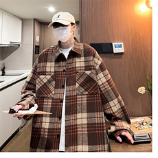 控价69港风格子衬衫宽松外套男女衬衣百搭格子外套CS2435P40，男装衬衫，电商A128