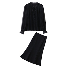 BAO现货2026新款春装时尚气质优雅立体植花衬衣百搭半身裙两件套，女装套装/套裙，卡杰菲