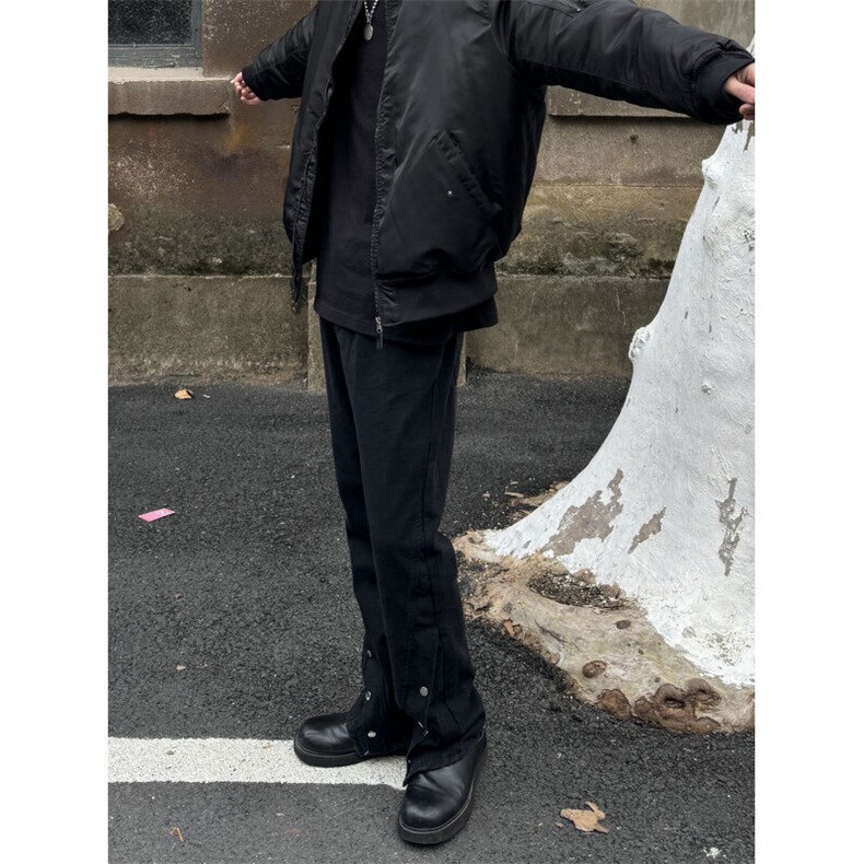 高街美式排扣牛仔裤拉链设计感直筒牛仔裤,男装牛仔裤,星座310A-4