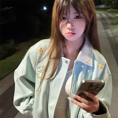 外套春秋季2025新款宽松美式ins潮流翻领拉链女生开衫上衣，女装短外套，星座506A
