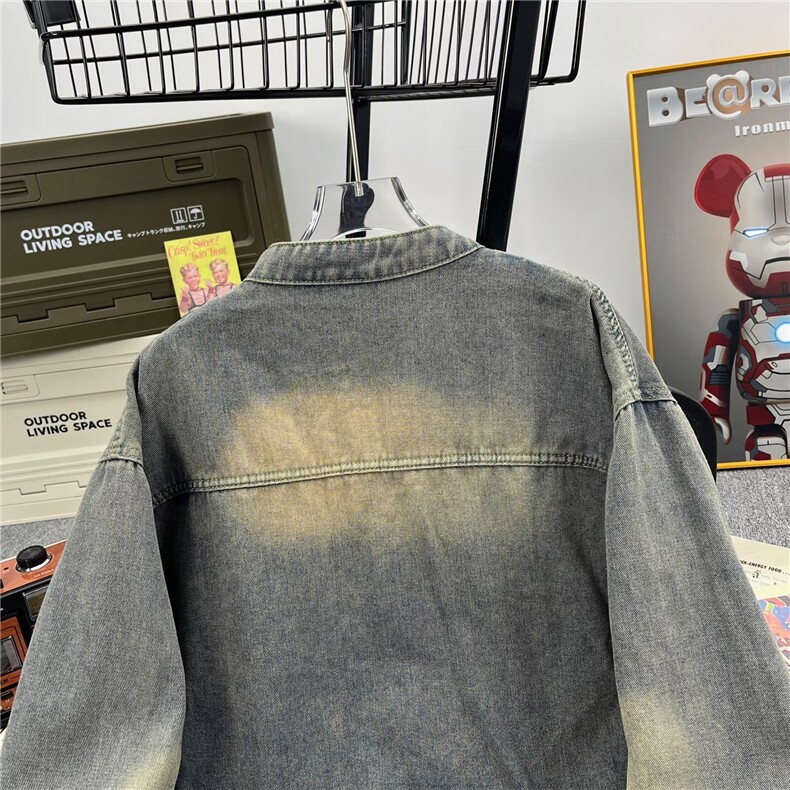 复古痞帅牛仔外套男士春秋季炸街水洗做旧宽松休闲夹克A040/P68,男装工装外套,星座506B