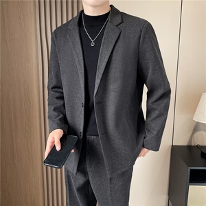 毛呢西装外套男秋冬季痞帅轻熟风男装冬季男士厚呢子西服3314 P72图片