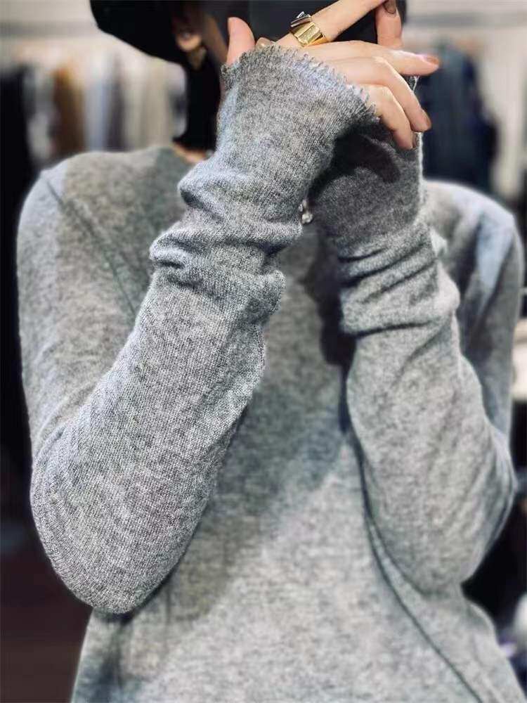 春秋精纺薄款微透羊毛针织衫女宽松外穿流苏边时尚套头毛衣打底衫,针织衫/毛衣,洁纯羊绒