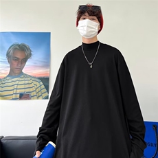 美式ins复古德绒高圆领长袖t恤男潮牌好看宽松打底衫SW15P30，男装T恤，星座1116-2