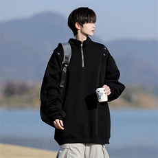 8XL-M星星铆钉半拉链卫衣大码重磅痞帅高街小众立领外套WY5109P58，男装卫衣，电商B238