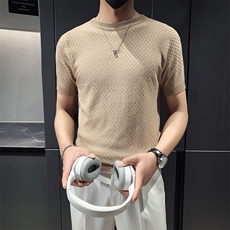 圆领短袖针织衫薄款春夏季男士t恤百搭丝光棉高端商务上衣M862，男装针织衫/毛衣，星座1116A-2（原606A-1）