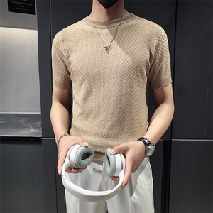 圆领短袖针织衫薄款春夏季男士t恤百搭丝光棉高端商务上衣 M862图片