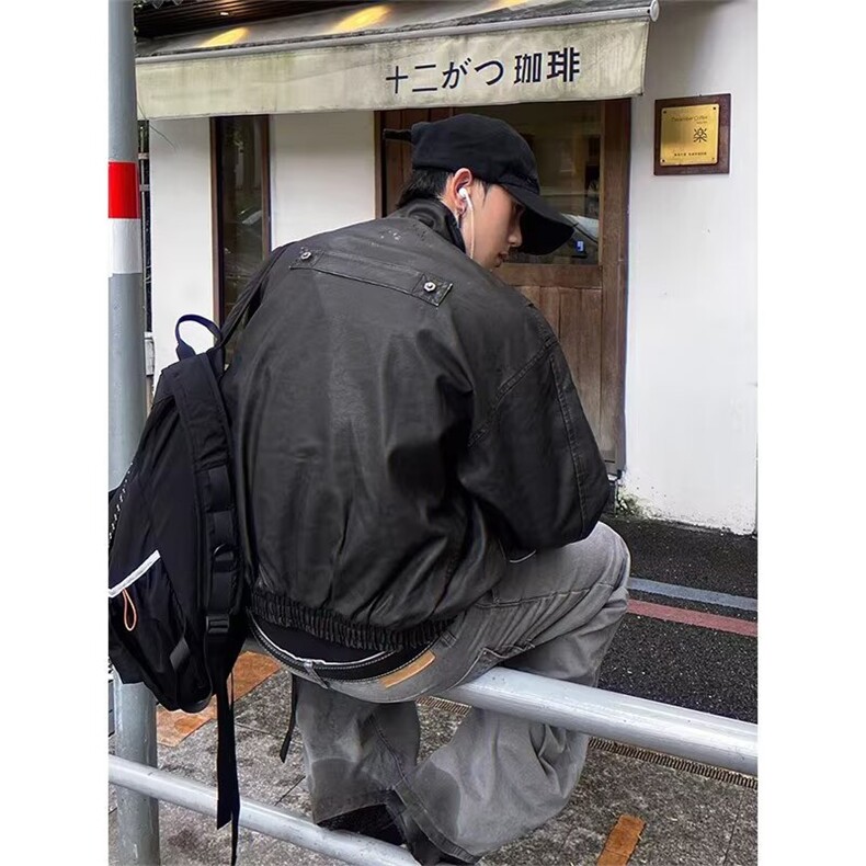1506/QJ90260/P89欧美小羊头原货高端简约男士机车皮衣外套,男装皮衣,星座1506