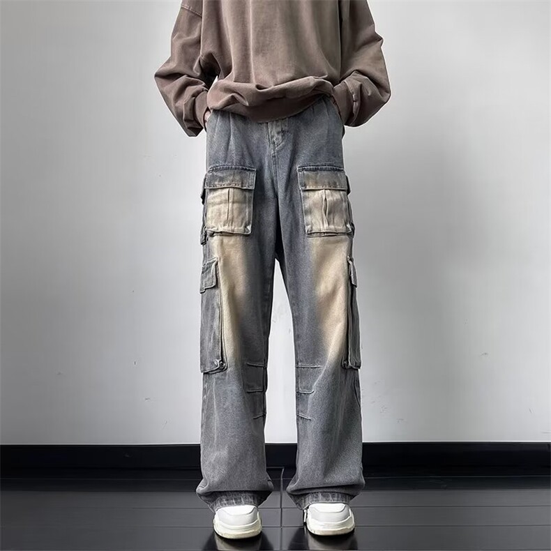 美式高街牛仔裤男韩版多口袋个性2024冬季新款ins长裤RK1276-P72,男装牛仔裤,星座412-3