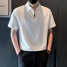 2025新款夏季短袖T恤男设计感拉链Polo衫版型A313-1-A110-P55，男装T恤，电商A313-1