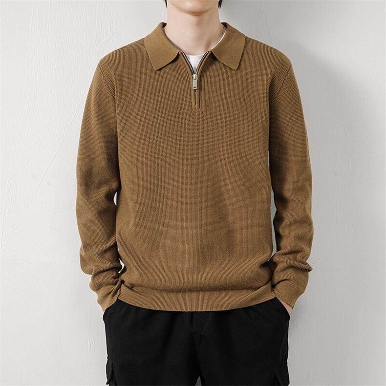 78293-P75半拉链男士POLO衫新款秋冬季纯色毛衣打底针织衫,男装针织衫/毛衣,电商D310B-1
