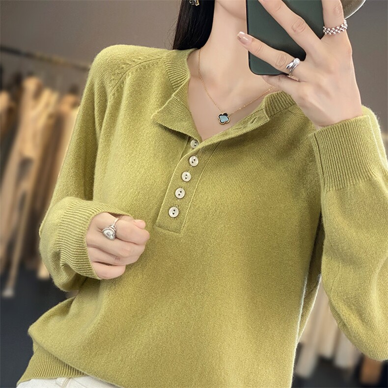 翻领纯色新款秋冬季针织衫羊毛衫女2024年秋季,女装羊毛衫,琳尚羊绒