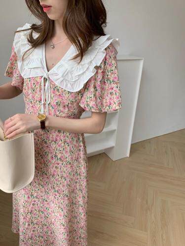 TWTIUWOO-5026翻领碎花连衣裙，女装连衣裙，她物