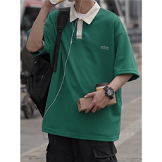 直播品质宽松大码华夫格刺绣Polo短袖港风高品质XP77075-P40，男装Polo衫，电商A042