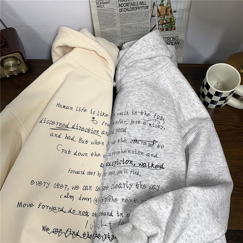 高街潮牌宽松无口袋卫衣韩版加绒加厚上衣,男装卫衣,电商D328