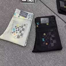 美式街头网红复古刺绣经典贴皮黑色牛仔裤男女宽松直筒ZK40P44，男装牛仔裤，星座1112-1