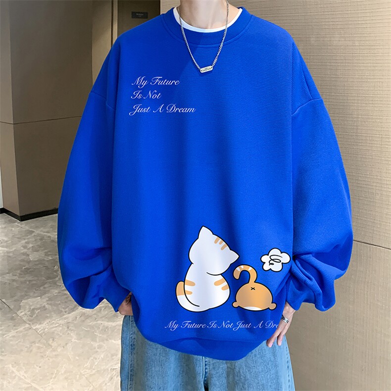 华夫格卫衣圆领卫衣男大码长袖t恤男外套HW76357-P30,男装卫衣,电商A040