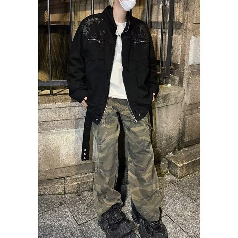长袖常规款宽松型无品牌春秋冬立领提花外套男纯棉休闲潮牌2151,男装夹克,星座506