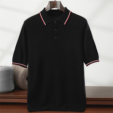 新款针织Polo领短袖时尚百搭，男装针织衫/毛衣，隆格羊绒
