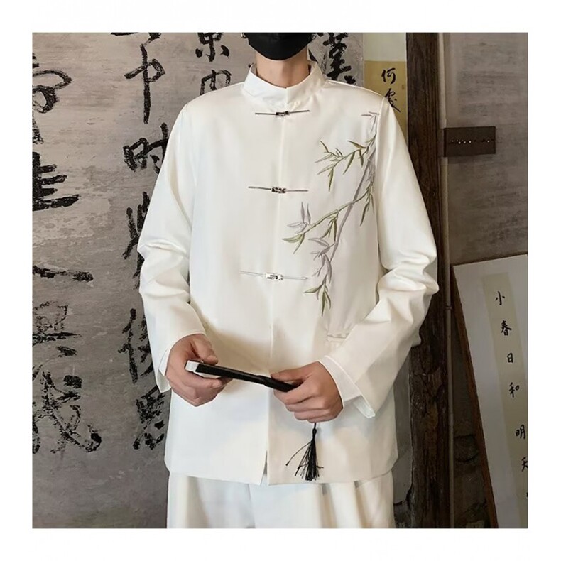 风男立领西服夹克金属盘扣竹刺绣新中式中山装外套JK68P65,男装夹克,星座1013-1