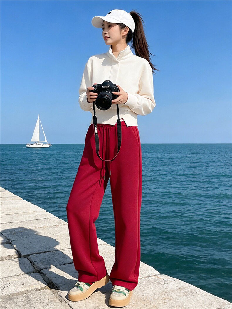 时尚洋气减龄套装女春新款韩版修身显瘦立领短款卫衣阔腿裤两件套图片