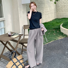 高级感老钱风气质套装女2025夏新款今年流行短袖吊带阔腿裤三件套，女装套装/套裙，2C255
