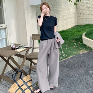 高级感老钱风气质套装女2025夏新款今年流行短袖吊带阔腿裤三件套图片