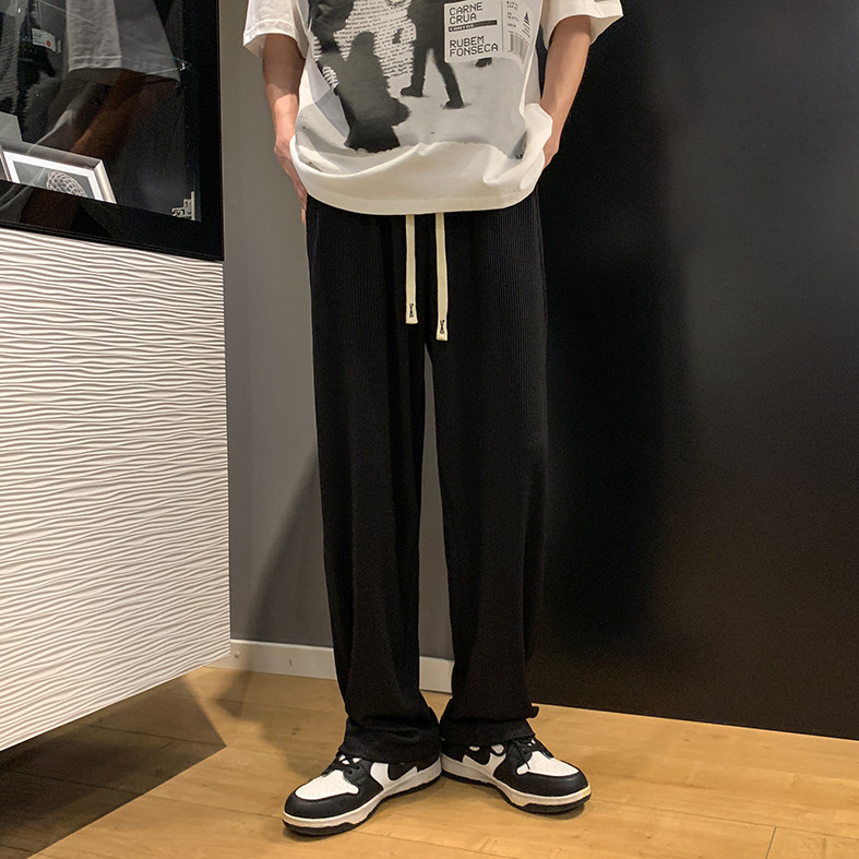 垂感冰丝裤子男夏季薄款休闲长裤潮牌宽松直筒阔腿裤K01686-P33,男装休闲裤,星座308B-1