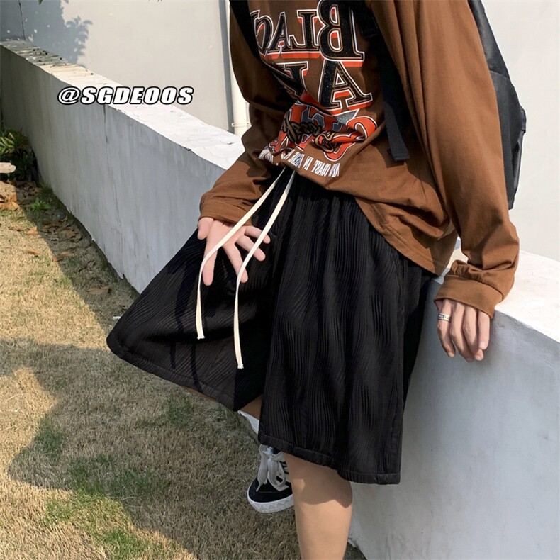抖音品质优质款垂感褶皱冰丝短裤五分裤313A-1-KK275-P45控价58,男装休闲裤,星座808A-1