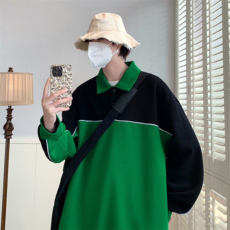 春装新品撞色拼接卫衣男女同款学生时尚潮牌衬衫WY021-P70控价98,男装卫衣,电商A441-1
