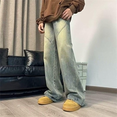 DK966-P48新款牛仔裤男秋冬宽松直筒裤柔软舒适休闲阔腿裤男士，男装牛仔裤，星座603-2