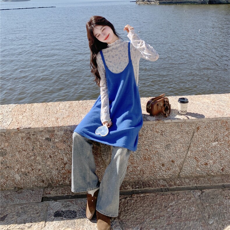 8601款小碎花蓝色两件套套装P120198,女装套装/套裙,2C262