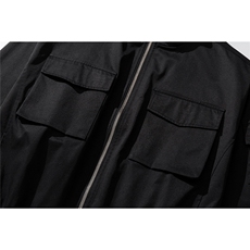 白底立领多口袋工装大码M-5XL夹克男100%聚酯纤维JK77987P85控138，男装夹克，星座227-7