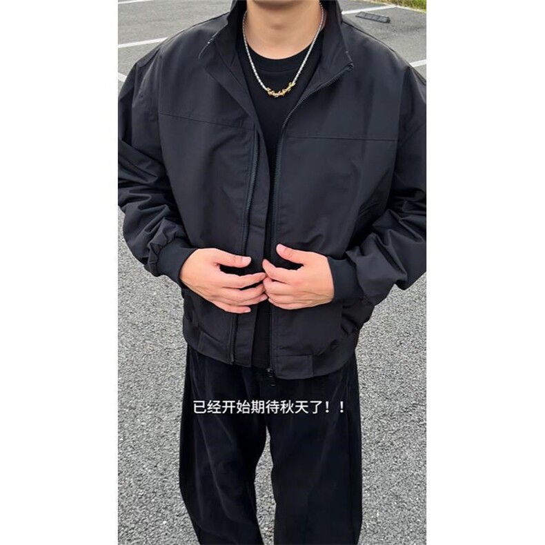 26春装新款美拉德立领飞行夹克boxy廓形休闲百搭外套上衣开衫外套,男装夹克,电商A443