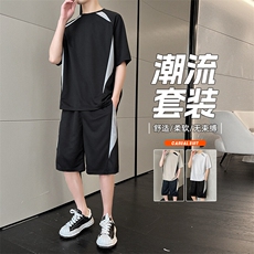 短袖套装男士夏季百搭薄款夏天运动短裤男装宽松痞帅休闲t恤一套，男装牛仔裤，星座1206（原A206）