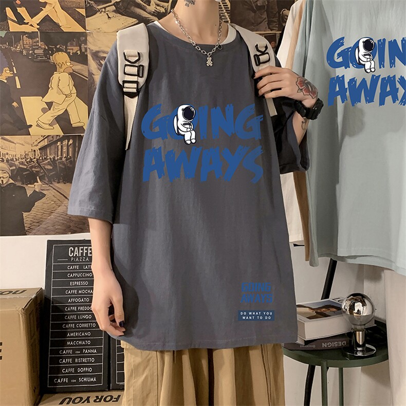 YT26230-P30亚短袖t恤男大码五分袖男宽松七分袖海报风,男装T恤,电商A040