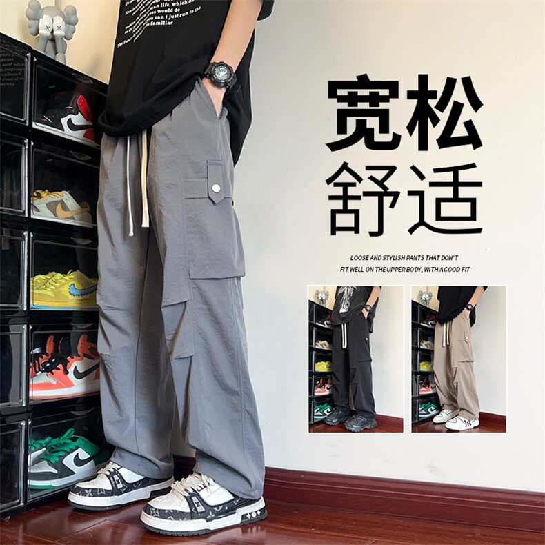 直播数据款 春季新款大口袋伞兵裤宽松直筒休闲裤工装裤 K515-P42图片