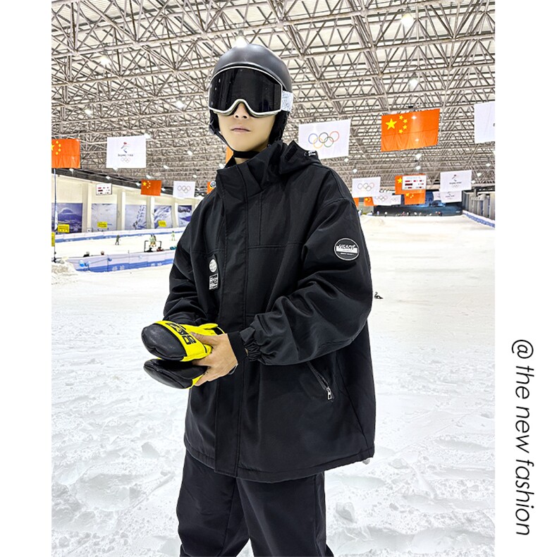 冬款户外连帽中性风情侣防水防风加绒加厚保暖滑雪服外套M35-P125,男装棉衣,电商A001-1