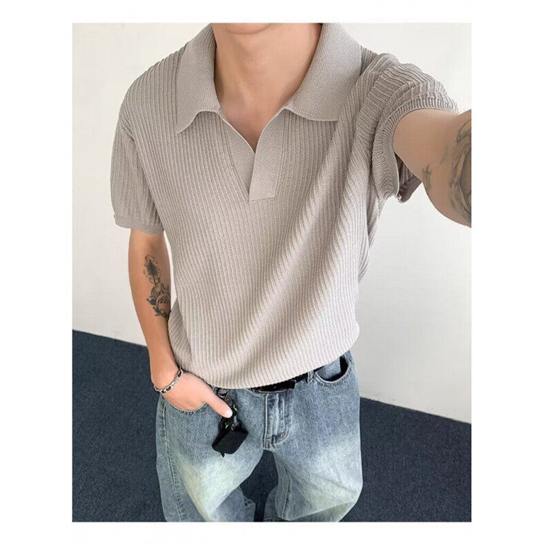 男夏装港风宽松POLO衫小众设计感趣味新款男装上衣HK506P48,男装Polo衫,星座1013-1