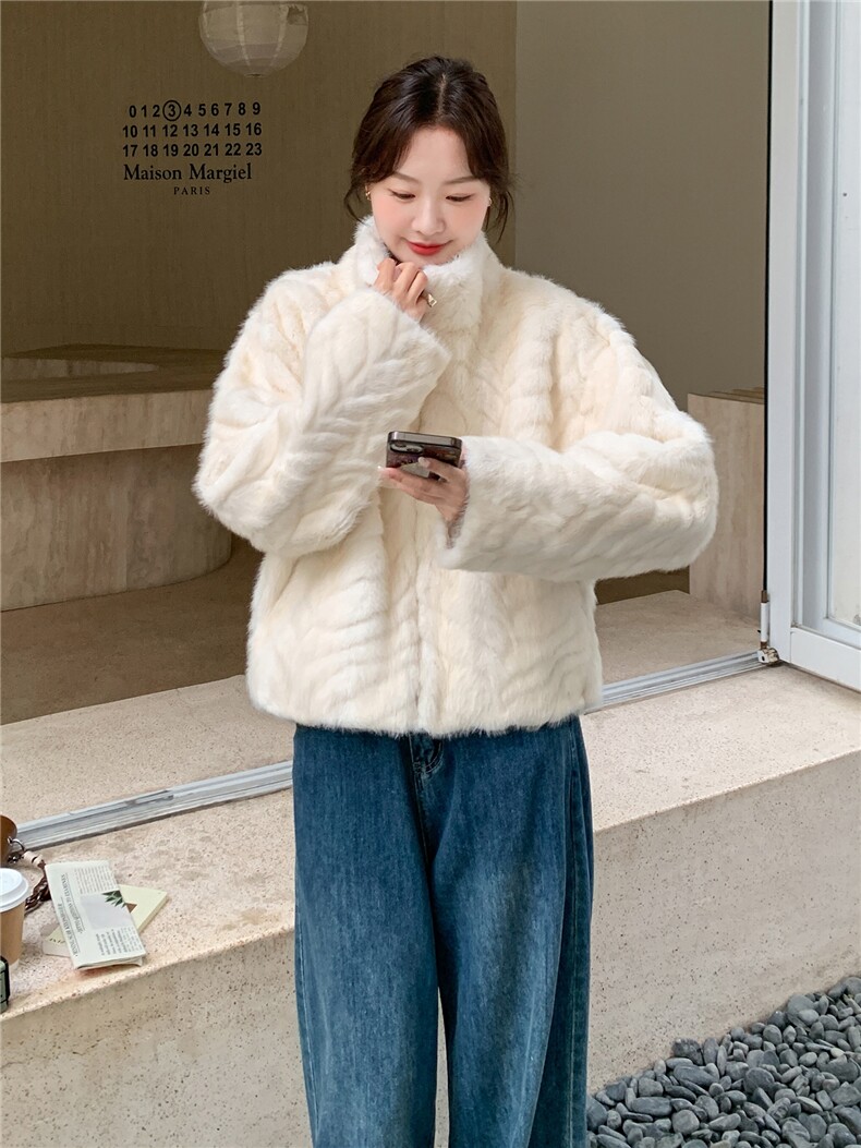 210-7703-P185-K258仿水貂高端皮毛一体2025年冬季女,女装羊羔毛/颗粒绒,韩蜜菓