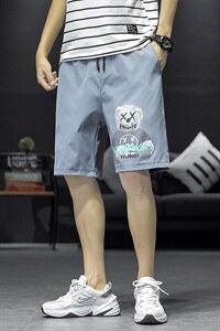 1港风休闲大码M-5XL运动5分裤原宿潮流五分裤男中裤7168P25控38图片