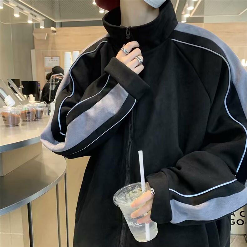麂皮绒反光翻领休闲外套男士春秋季2023新款X117 P65图片