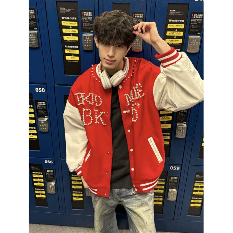 【有货】LS169CC-特P78钉珠棒球服外套男女春秋情侣宽松夹克,男装夹克,星座1007（原301D）