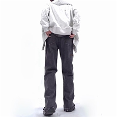 美式复古拉链开衩牛仔裤男ins潮牌高街vibe直筒小脚裤子K3177-P52，男装牛仔裤，星座412-2