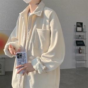 8XL-M加绒灯芯绒衬衫大码复古秋冬翻领上衣外套CS9001/P58加绒68图片