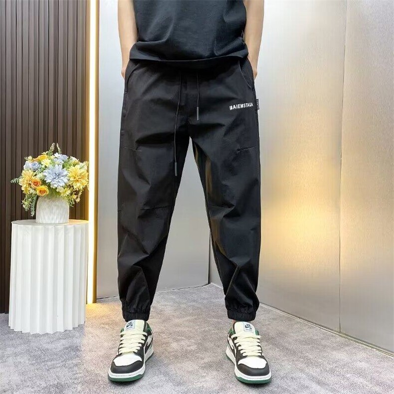 春夏季男裤2025新款男生休闲裤宽松潮流运动裤速干九分裤工装裤子图片
