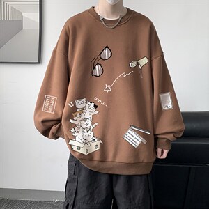 圆领卫衣男大码加厚加绒长袖t恤男S6115-P28 加绒款-P33图片