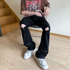 夏季美式高街破洞铆钉牛仔裤货号K750P60，男装牛仔裤，电商A063