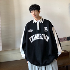 港风POLO领卫衣男情侣有中性风大码休闲套头外套男C7720P55控88，男装卫衣，星座226-1