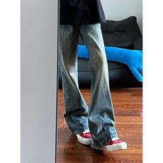cleanfit竹节纹路牛仔裤美式高街微喇直筒裤子潮N0037-P55，男装牛仔裤，星座1007（原301D）